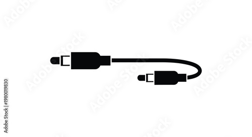Black cable with two connectors a simple graphic representation silhouette