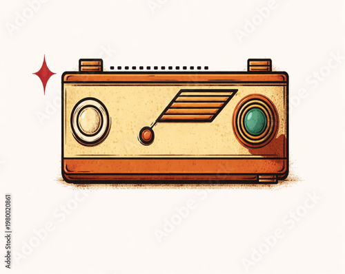 Mid-Century Modern Retro Camera Illustration – Vintage 1950s Aesthetic