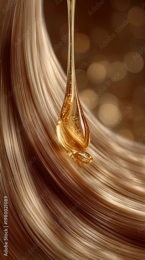 custom made wallpaper toronto digitalElegant hair care scene with golden hair oil and smooth hair gently applied to long