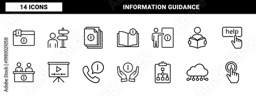 Information and help guidance line icon set for web and ui