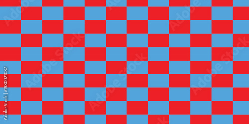 Checkerboard banner. Blue and Firebrick colors of checkerboard. Small squares, small cells. Chessboard, checkerboard texture. Squares pattern. Background. eps10