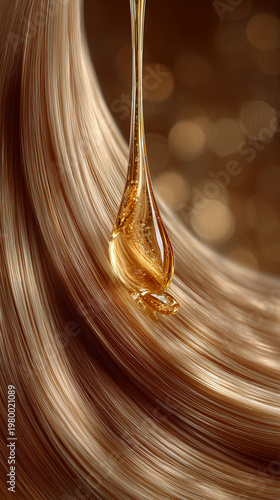 Wallpaper Mural Elegant hair care scene with golden hair oil and smooth hair gently applied to long Torontodigital.ca