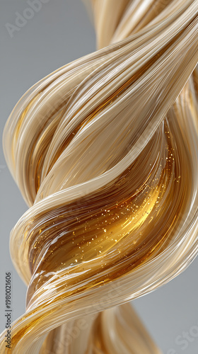 Wallpaper Mural Elegant hair care scene with golden hair oil and smooth hair gently applied to long Torontodigital.ca