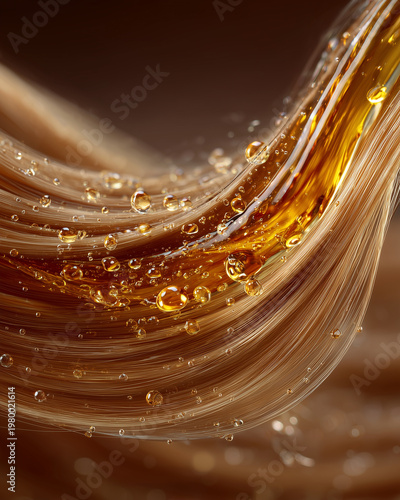 Wallpaper Mural Elegant hair care scene with golden hair oil and smooth hair gently applied to long Torontodigital.ca