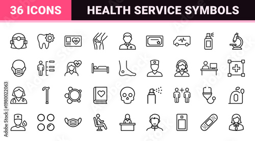 Healthcare and medical specialist line icons