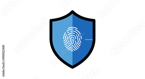 Shield with fingerprint protection symbol.