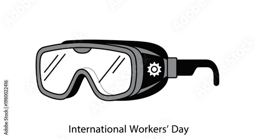 Safety goggles with gear symbol.