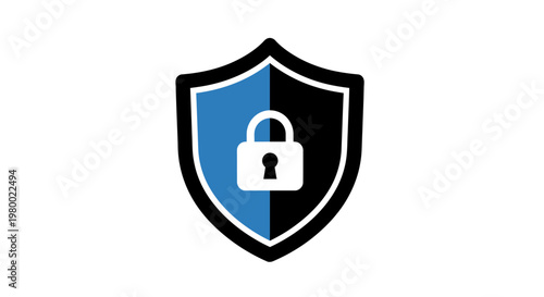 Shield with lock security symbol icon.