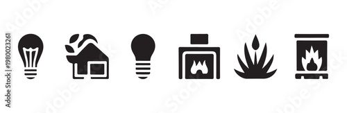 Sustainable energy and lighting icons depicting eco friendly power solutions for modern homes