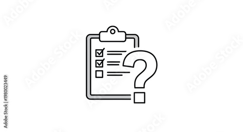 Survey Checklist Icon Vector, Questionnaire Form with Question Mark UI Illustration