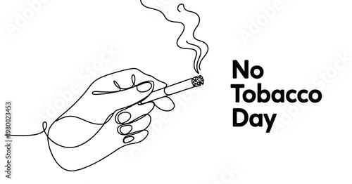 Minimalist line art illustration representing the message of no tobacco day for health awareness Vector, illustration