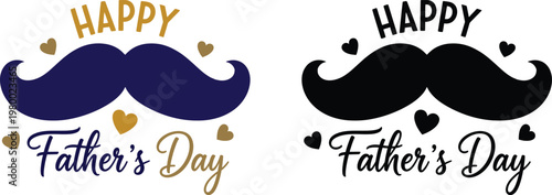 Happy father's day illustration with mustaches and hearts