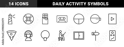Minimalist hobby and lifestyle line icons for creative projects