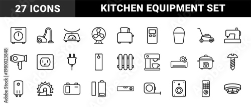 Household appliance and home equipment repair service outline icons