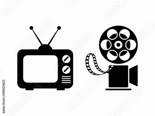 Film Reel and Camera Icon Vector