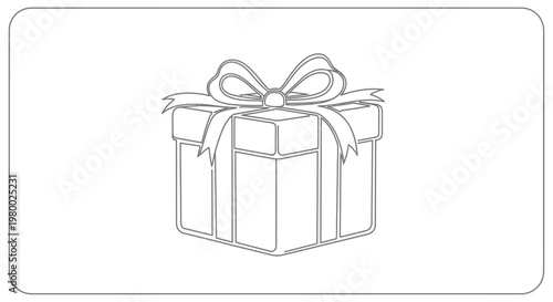 Wrapped Present Box with Ribbon.