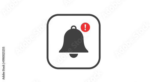 Notification Bell Icon With Alert.