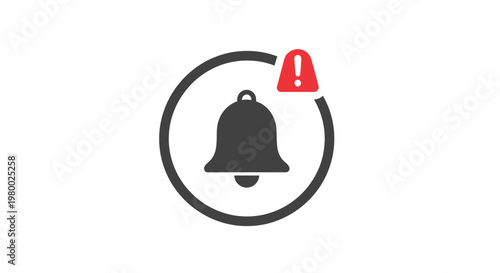 Notification bell icon with alert.