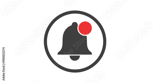 Notification bell icon with alert.