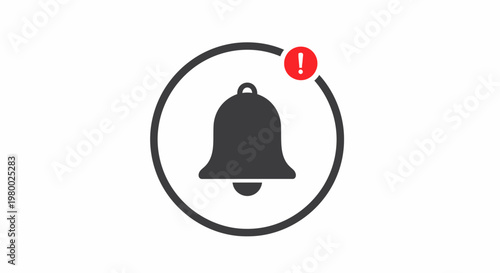 Notification bell icon with alert.