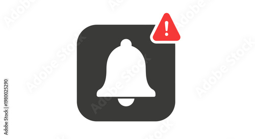 Notification bell icon with alert.