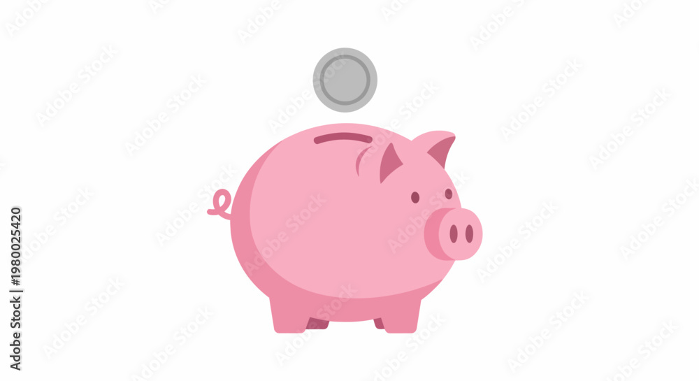 Fototapeta premium Pink Pig Saving Money Bank.