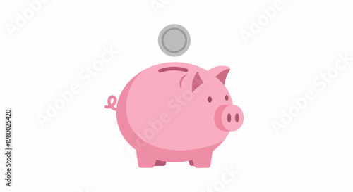 Pink Pig Saving Money Bank.