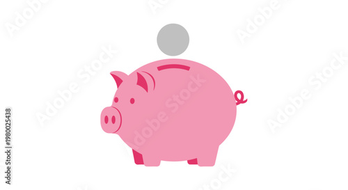 Pink Pig Saving Money Bank.