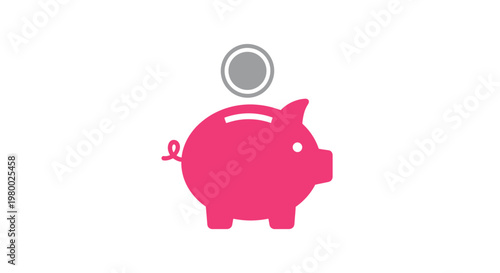 Pink Pig Saving Money Concept.