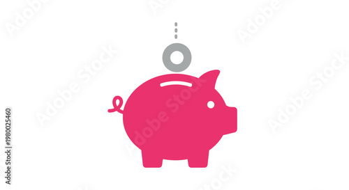 Pink Pig Saving Money Concept.