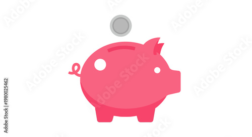 Pink Pig Saving Money Concept.