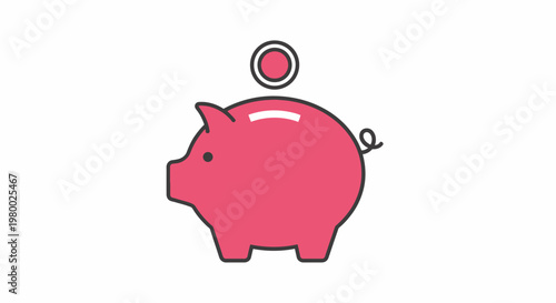 Pink Pig Saving Money Concept.