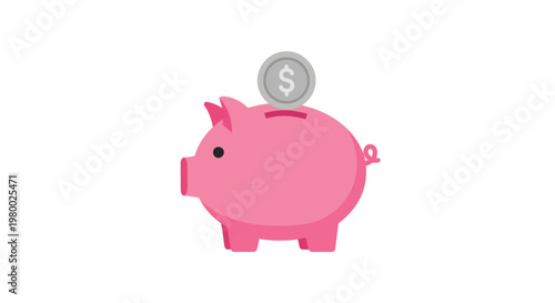 Pink Pig with Coin Savings Concept.
