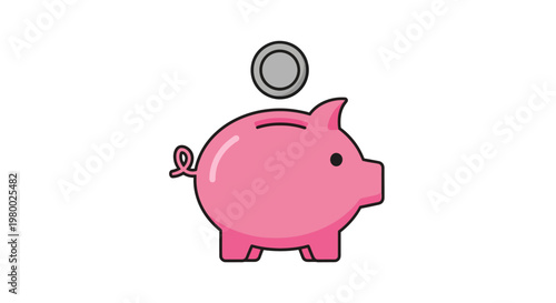 Pink Pig Saving Money Coin.