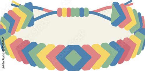 Vibrant woven friendship bracelet, a charming symbol of strong bonds and joyful connections, celebrating lasting camaraderie and shared memories