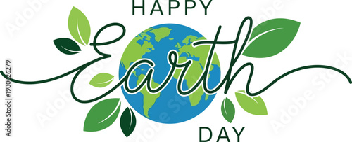Happy earth day celebrating our planet with greenery and global unity