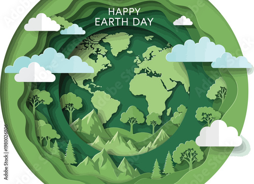 Happy earth day a paper art celebration of our planet