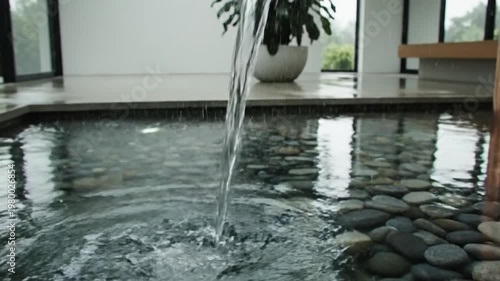 Modern Indoor Water Feature with Waterfall