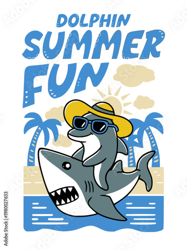 Dolphin Wearing Sunglasses and Hat.