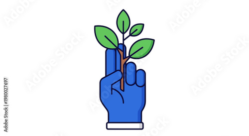 Hand holding green plant sprout growing.