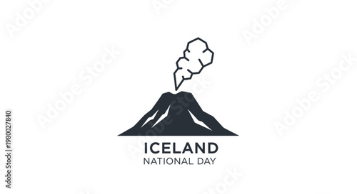 Iceland National Day Volcano Logo.