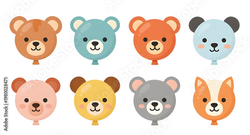 cute animal, cartoon face, teddy bear, puppy face, dog icon, kawaii animal, pastel colors, adorable character, smiling face, soft colors, baby animal, cute icon, animal collection, cartoon puppy, bear