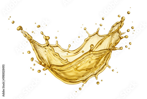 Принти на полотні Golden oil splash isolated. Cosmetic ingredient mockup.