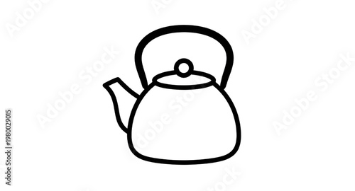 teakettle, kettle, teapot, tea, hotdrink, beverage, kitchen, cookware, utensil, boiling, water, steam, spout, handle, lid, cup, drink, cafe, coffee, minimal, simple, line, outline, icon, symbol, vecto