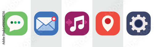 A collection of colorful app icons representing communication and utilities