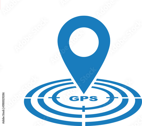 Gps location pin icon with target rings and coordinates for satellite navigation tracking services.