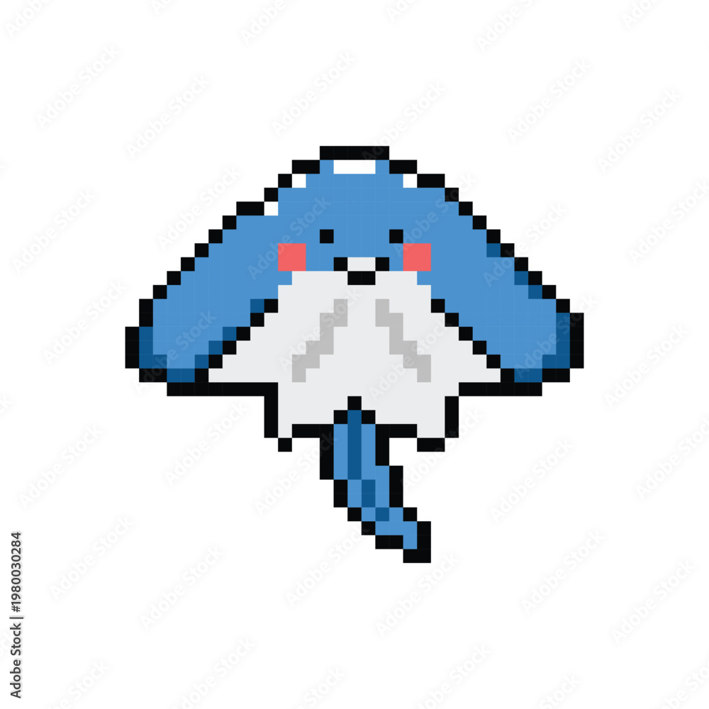 Fototapeta premium Pixel art illustration character stringray design