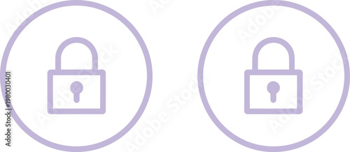 Two violet padlock icons inside circular frames representing data protection and secure digital access systems