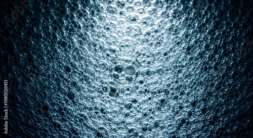 Dense Foam Bubbles Macro Abstract Background with Blue and White Light