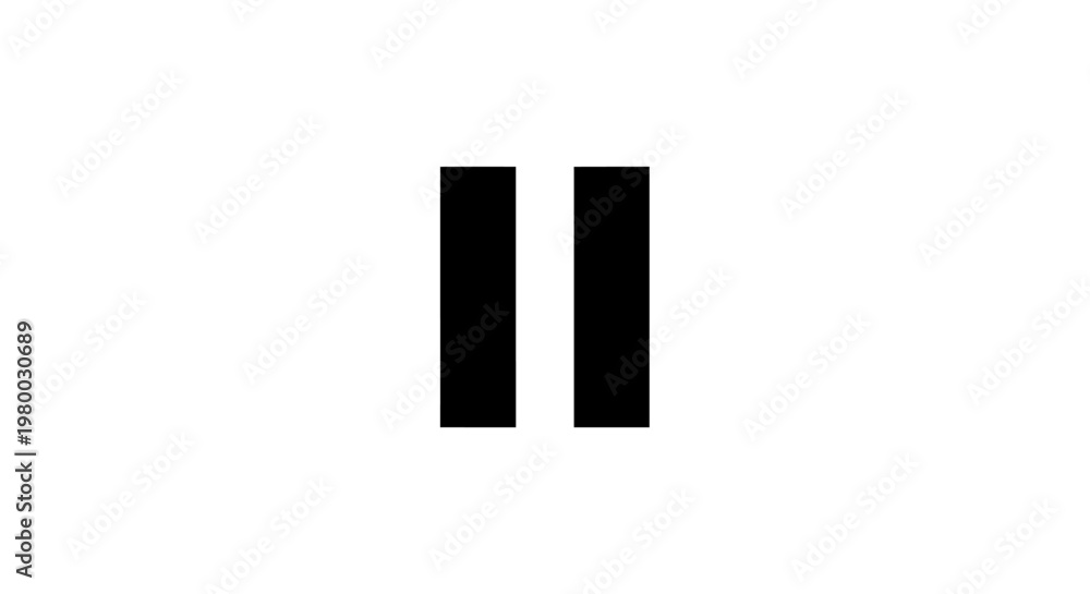 Obraz premium Pause button symbol with two black parallel bars on white background for media and technology concepts